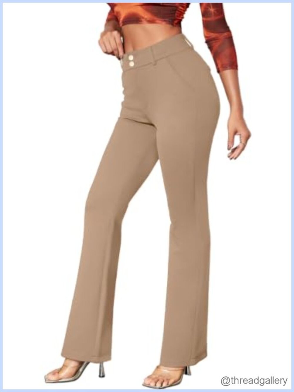 Wide Leg Stretch Dress Pants Wrinkle Free Adjustable Waist Business Trousers